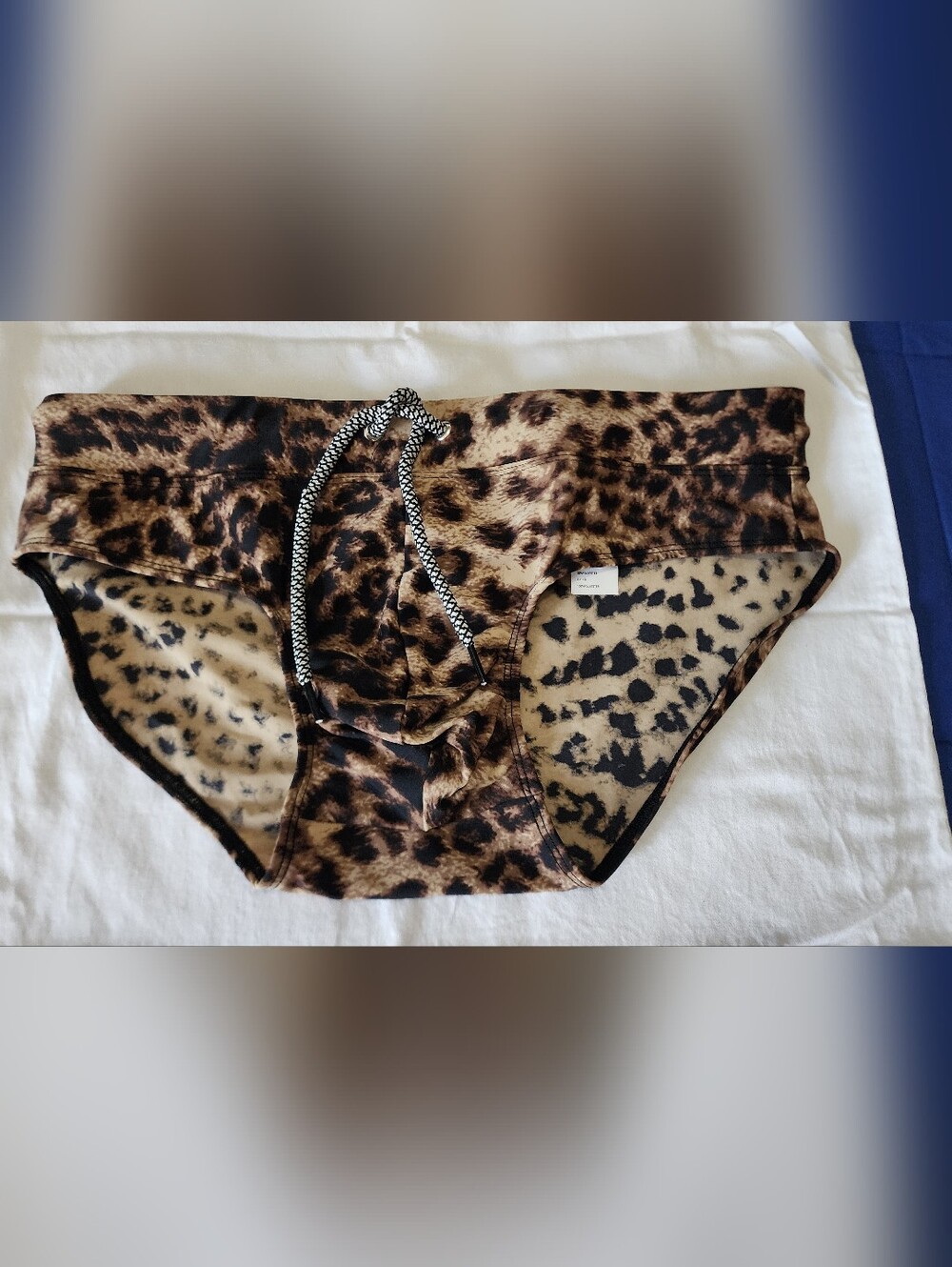 INC International Concepts Mens Leopard Print Swim Trunks in Brown and Black